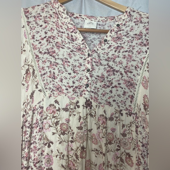 Knox Rose boho festival Pink and Cream romantic Floral dress S - Picture 3 of 5